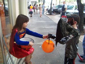 Handing out Candy