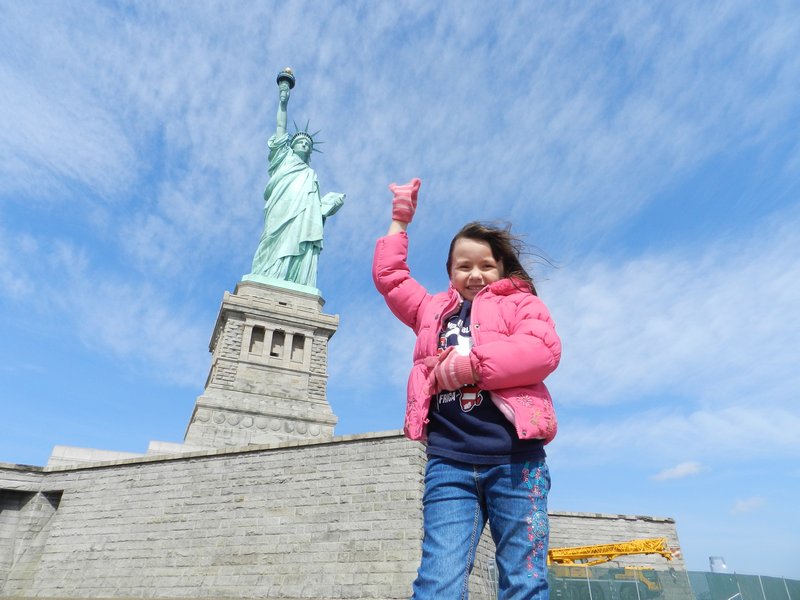 Young Model Poses Next Statue Liberty Stock Photo 2348548905 | Shutterstock