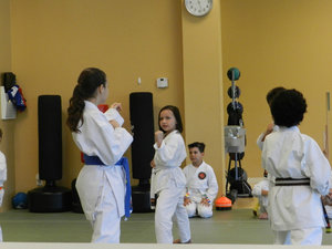 Showing my blocks to get a yellow belt