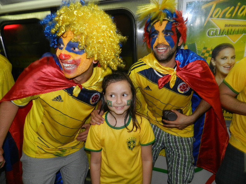 Me and some very happy Colombians on the Rio metro