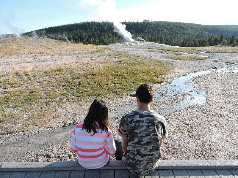 Me and Vitor checking out Old Faithful