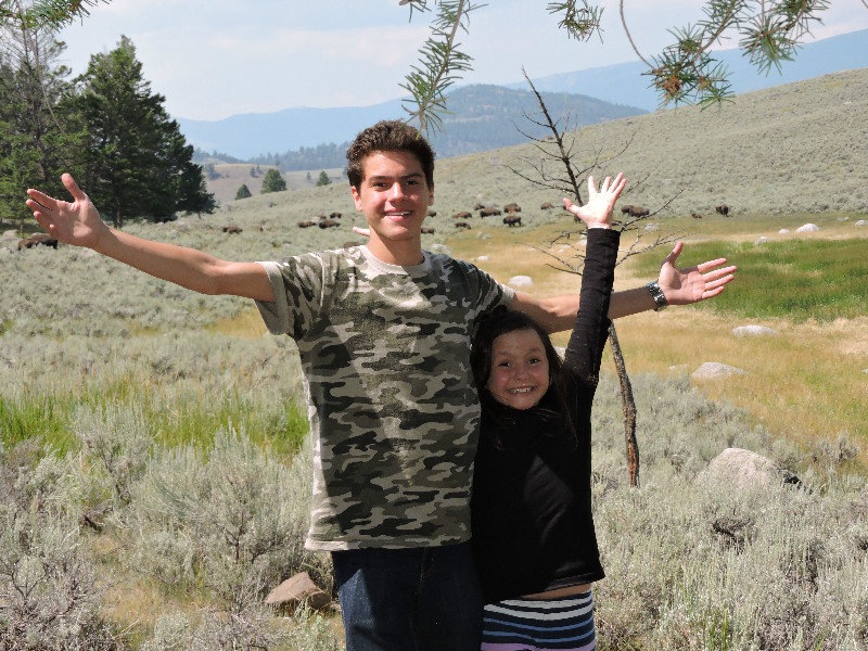 Vitor and Sofia - Bison in Lamar Valley