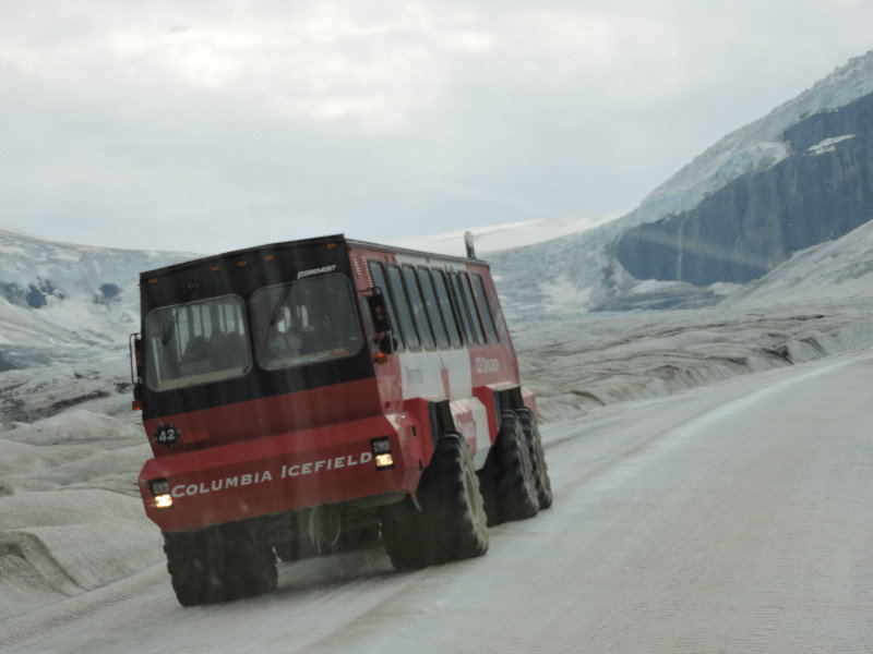 Buses on Athabasca Glacier