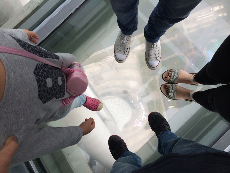 Long way down - glass platform at Guangzhou tower