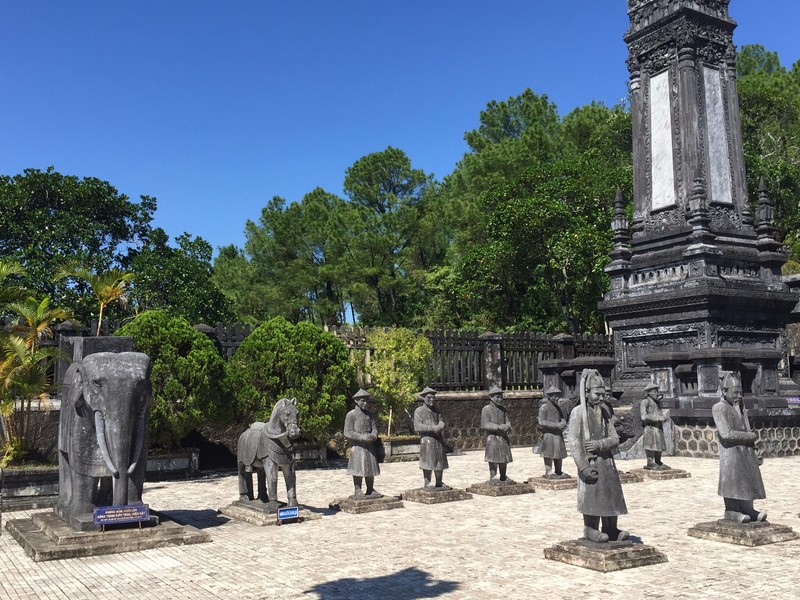 Life size stone statues (2) at Khai Dinh Royal Tomb