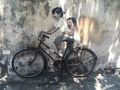 Street art - kids on a bike
