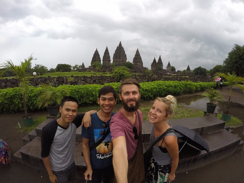 View of Prambanan temple with random locals