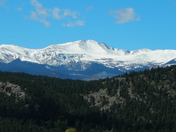 4 - snow-covered Mt. Evans as seen from atop The Brother