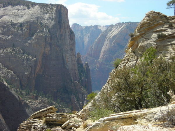 A glimpse of the canyon with the Great White Throne on the left