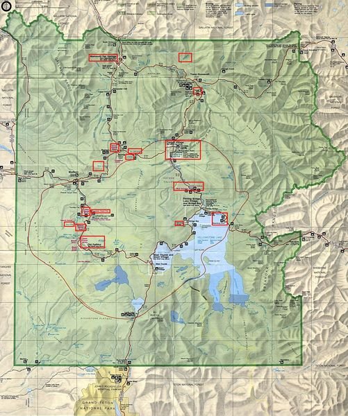 Areas we visited in Yellowstone