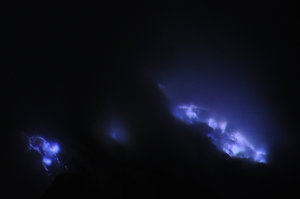 Blue Flames From Inside The Crater