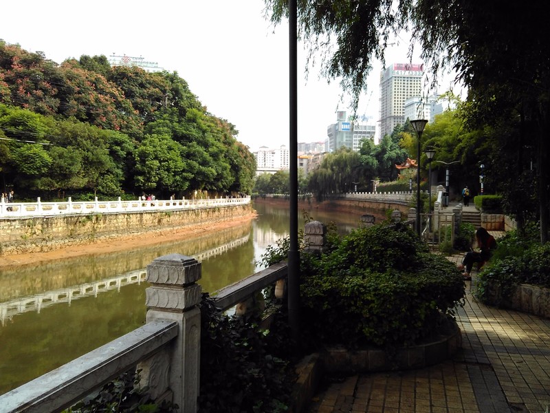Walking along the canal in Kunming Downtown