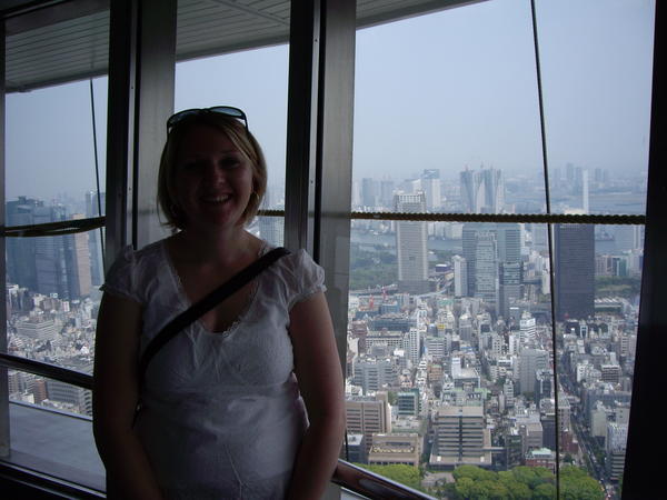 At the top of Tokyo Tower, 400m up