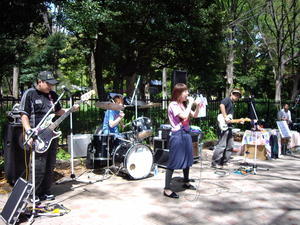 Along the footpath of Yoyogi Park there were loads of bands performing it was very cool