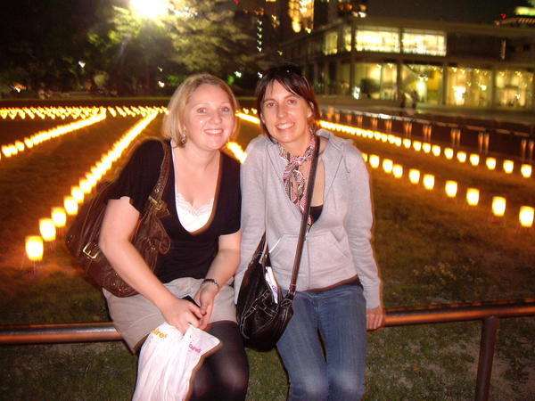 Cate and I, behind us were hundreds of candles