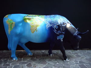 A cow with the world on it......