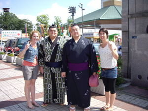 Cate and I with some Sumo men