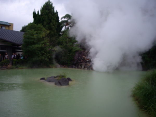 Shiraike the first of 8 Jigoku (Burning Hell) natural hot springs. 