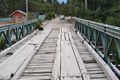 Rickety bridge to Colonia Suiza