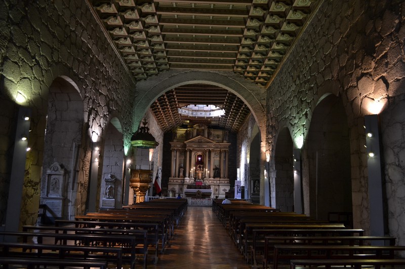 Inside an eery church