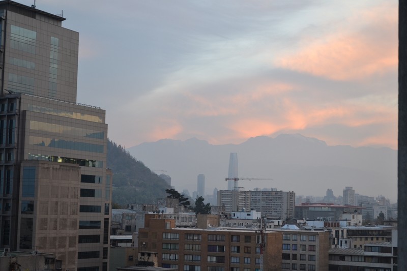 Early morning sun over Santiago