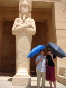 Vella and Werns at Osirian Statue at Hatshepsut