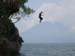 Cliff jumping in San Marcos, Lake Atitlan (Guatemala)