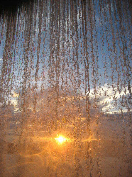 Sunset Behind a Waterfall