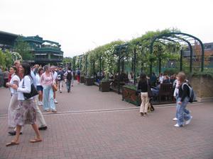 Strolling past the pincic area at Wimbledon