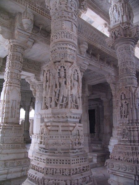 One of the thousands of columns in Ranakpur temple - each of them decorated individually