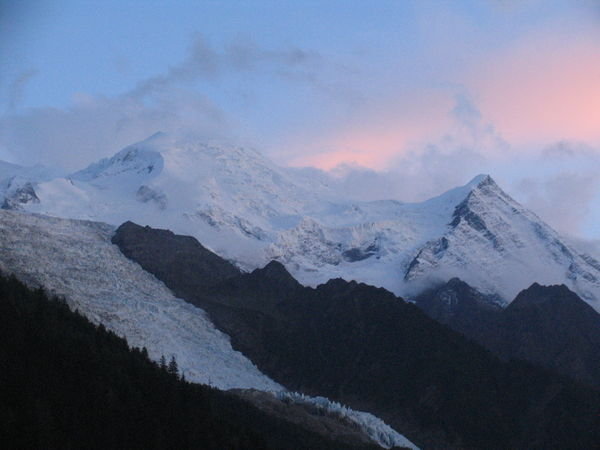 Sunset over Mt Blanc from Chamonix