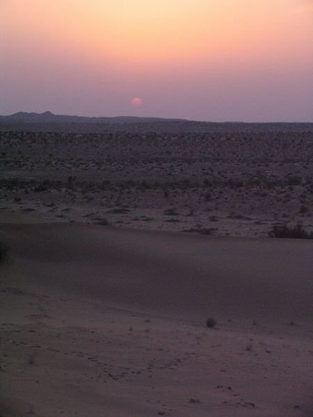 The sun sets over the Thar Desert