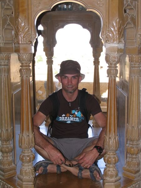 Andrew getting comfortable in the Maharajah's seat