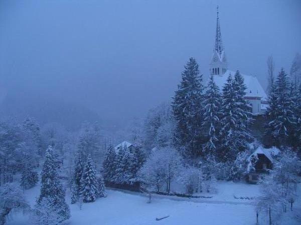 Bled blanketed in snow on Boxing Day morning