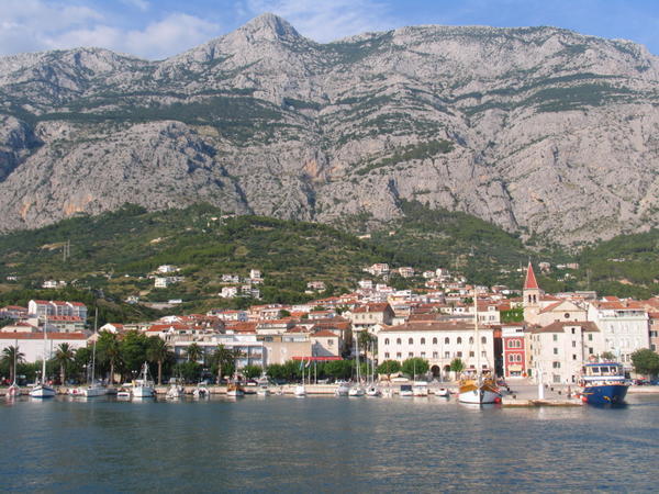 Makarska lays peacefully at the foot of the steep Croatian mountains