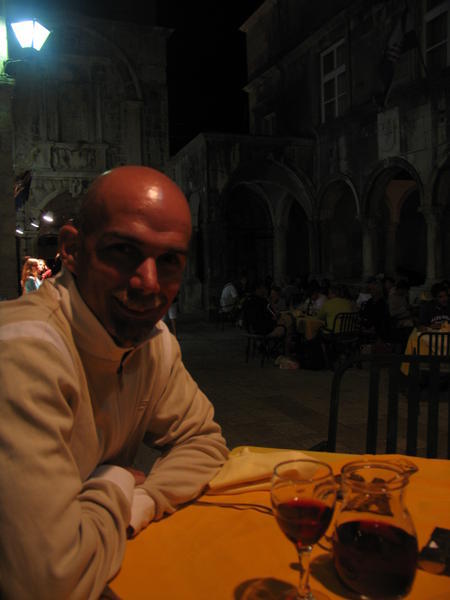 Our cosy dinner in a Korcula square