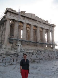 Cris at the entry of the Parthenon