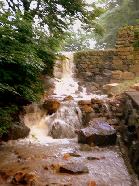 Brick wall waterfall