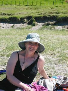 Carol on the deserted island beach