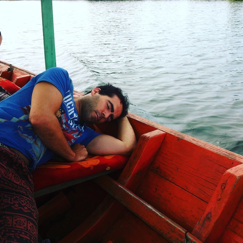 Sleeping on the long boat like a Khmer person :) 