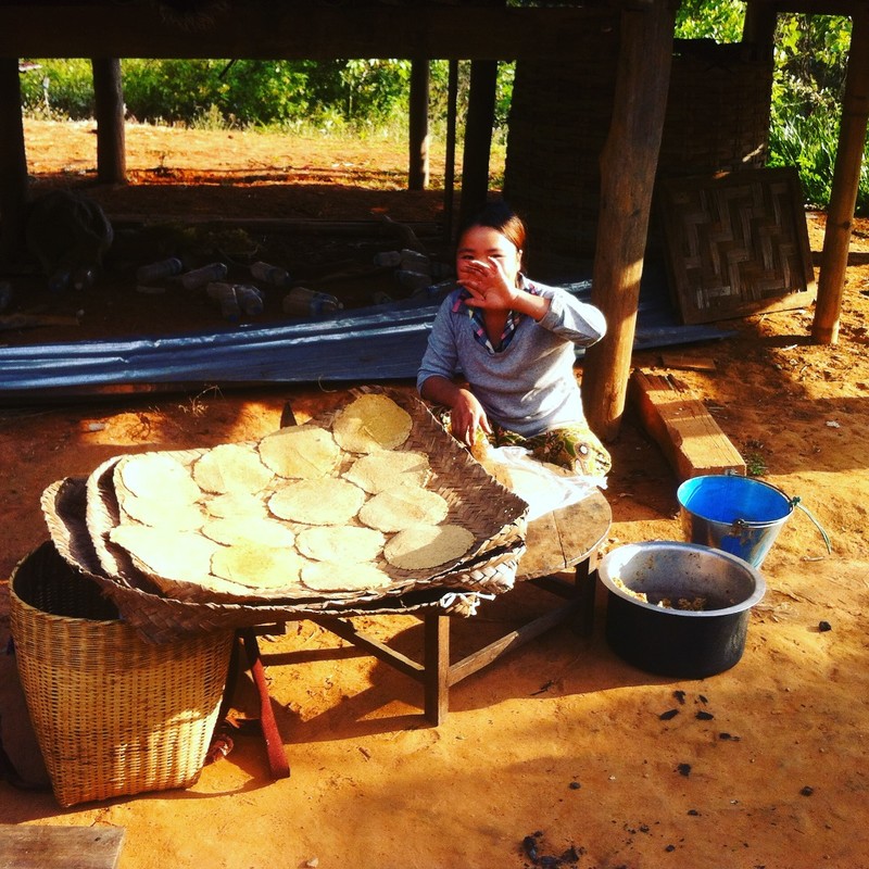 Shy Burmese baker woman