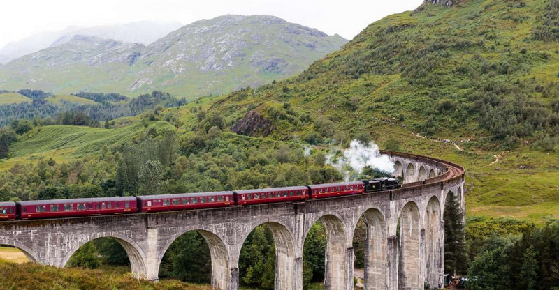 Glenfinnan Viaduct and the Hogwarts Express Train