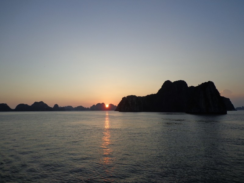 Halong Sunset Halong Islands from Boat