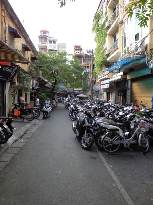 Hanoi Scooter parking on side street