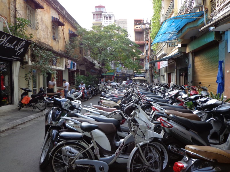 Hanoi Scooter parking on side street
