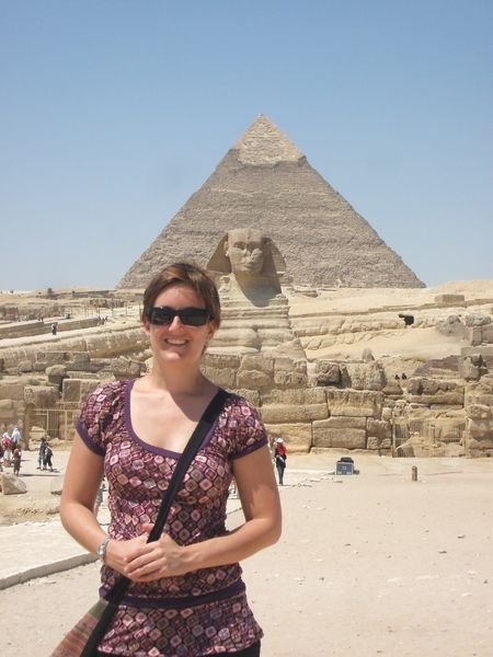 The Sphinx with the pyramid of Khafre in the background