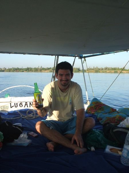 Enjoying a beer on the nile