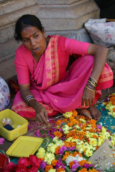 lady with flowers, old goa