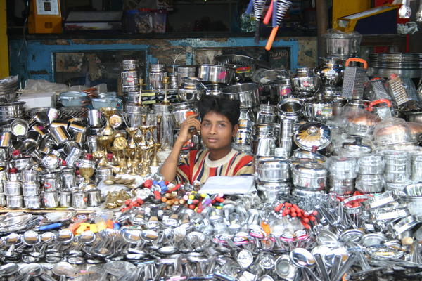 in amongst the pots and pans, old goa