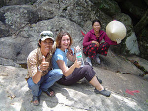 Aristi, the Guide and the drinks lady/mountaineer